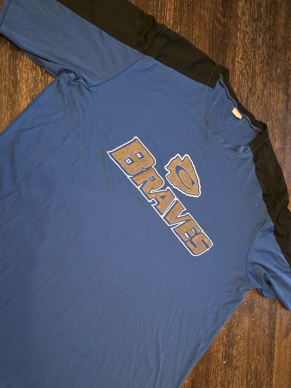 Sport-Tek Blue and Black Braves Raglan Tee